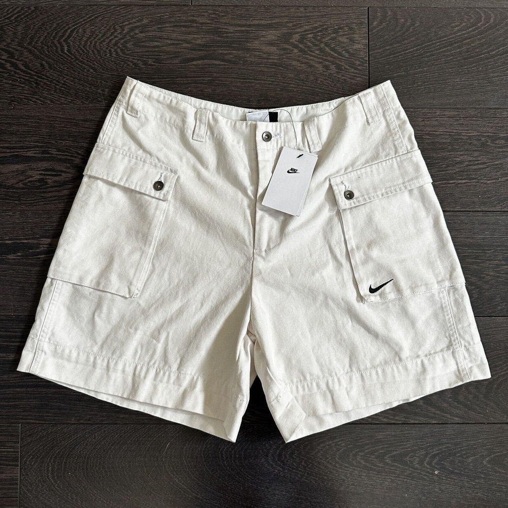 Nike Life Woven P44 Cargo Canvas Safari Shorts White FJ7137-030 Men’s Size 32